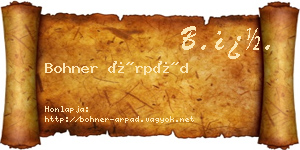 Bohner Árpád névjegykártya