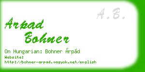 arpad bohner business card