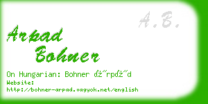 arpad bohner business card